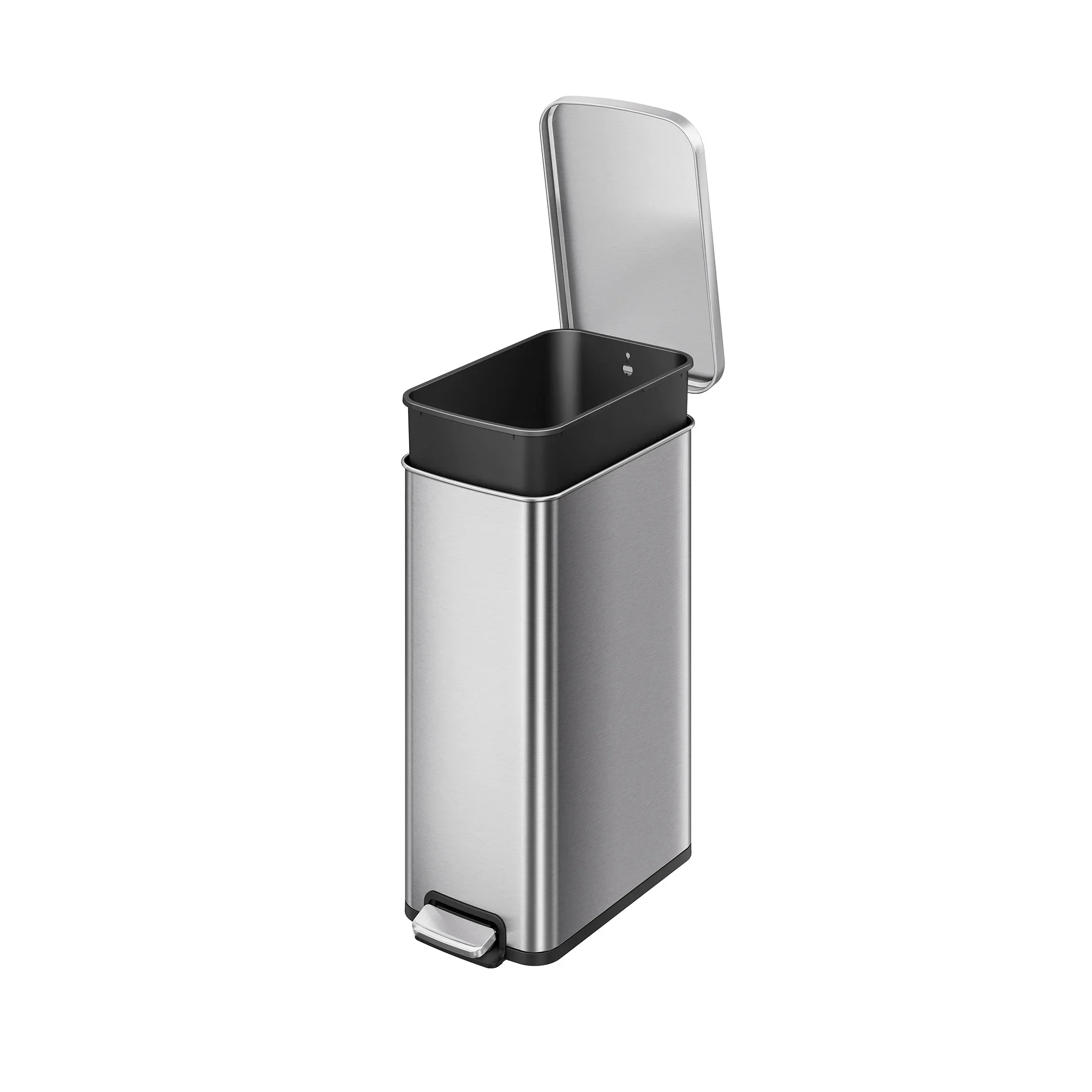 

Kitchen Trash Can 13.2 Gallon Stainless Steel Slim Step Bin with Soft Close Lid Silver Finish