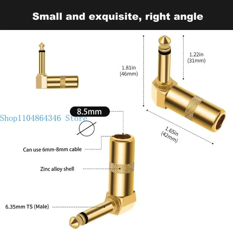652F 2pcs/set DIY 6.35mm Plugs Connectors 6.35 Welding Plugs Convenient Portable Connection 1/4inch Plugs Welding Type