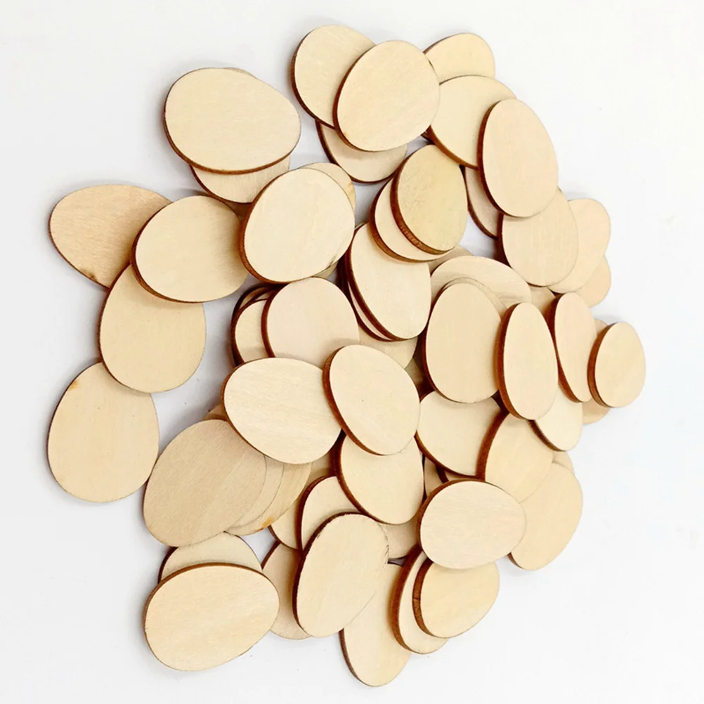 

100Pcs Egg Shape Unfinished Wood Crafts DIY Decoration for Christmas Nursery Wall Mount Sign Tags