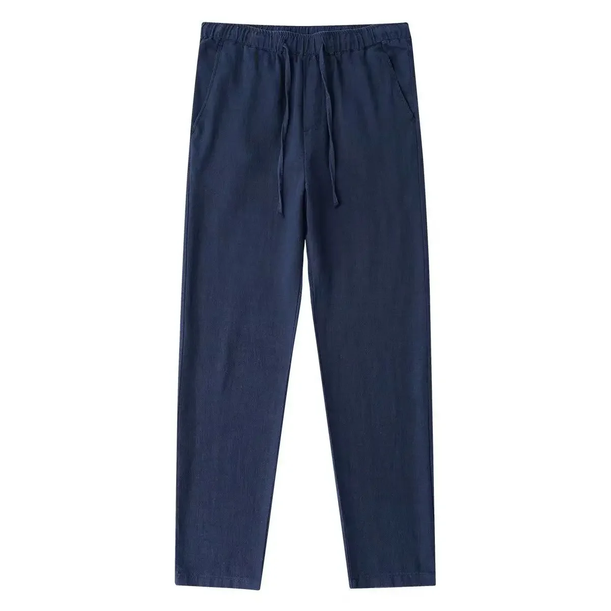 Männer Baumwolle Leinen Hosen Männer der Herbst Neue Atmungsaktive Freizeit Einfarbig Kordelzug Elastische Taille Laufhose – Detail 3
