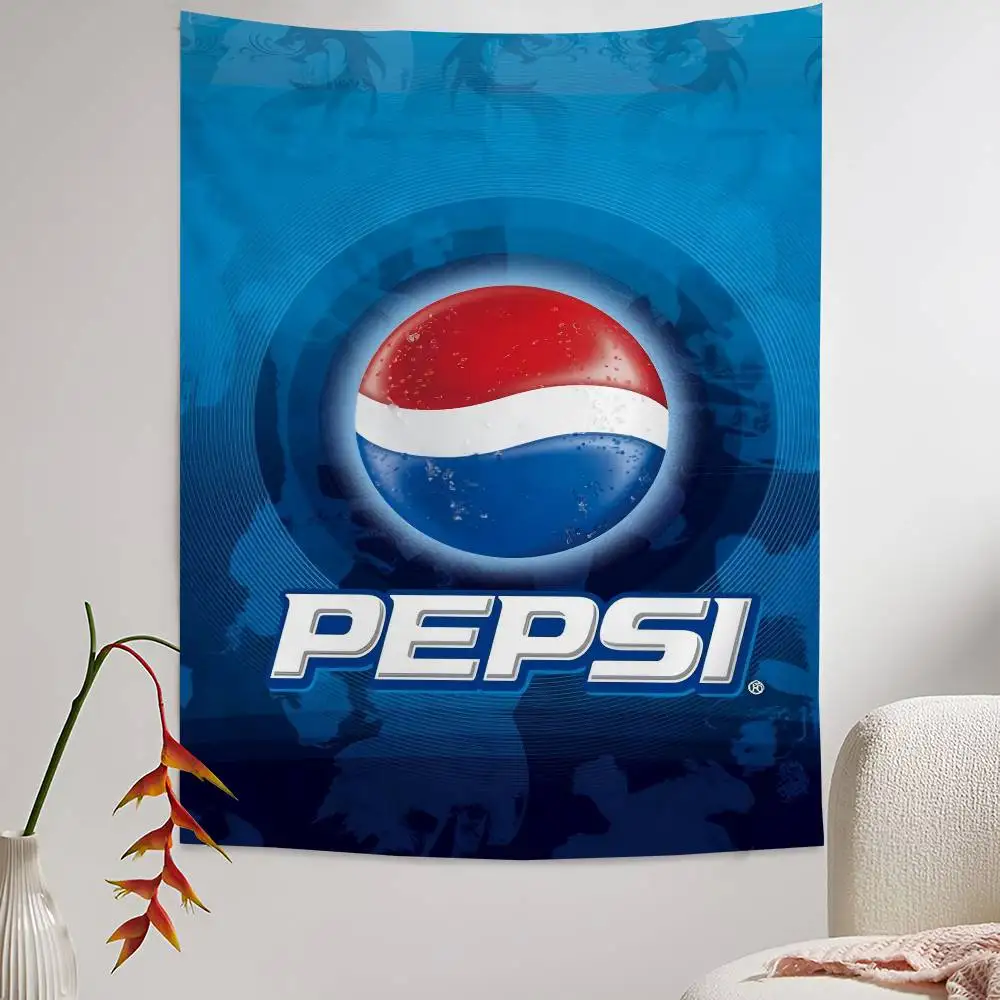 Soda Brand Art P-Pepsis Anime Tapestry Hippie Flower Wall Carpets Dorm Decor Wall Hanging Home Decor