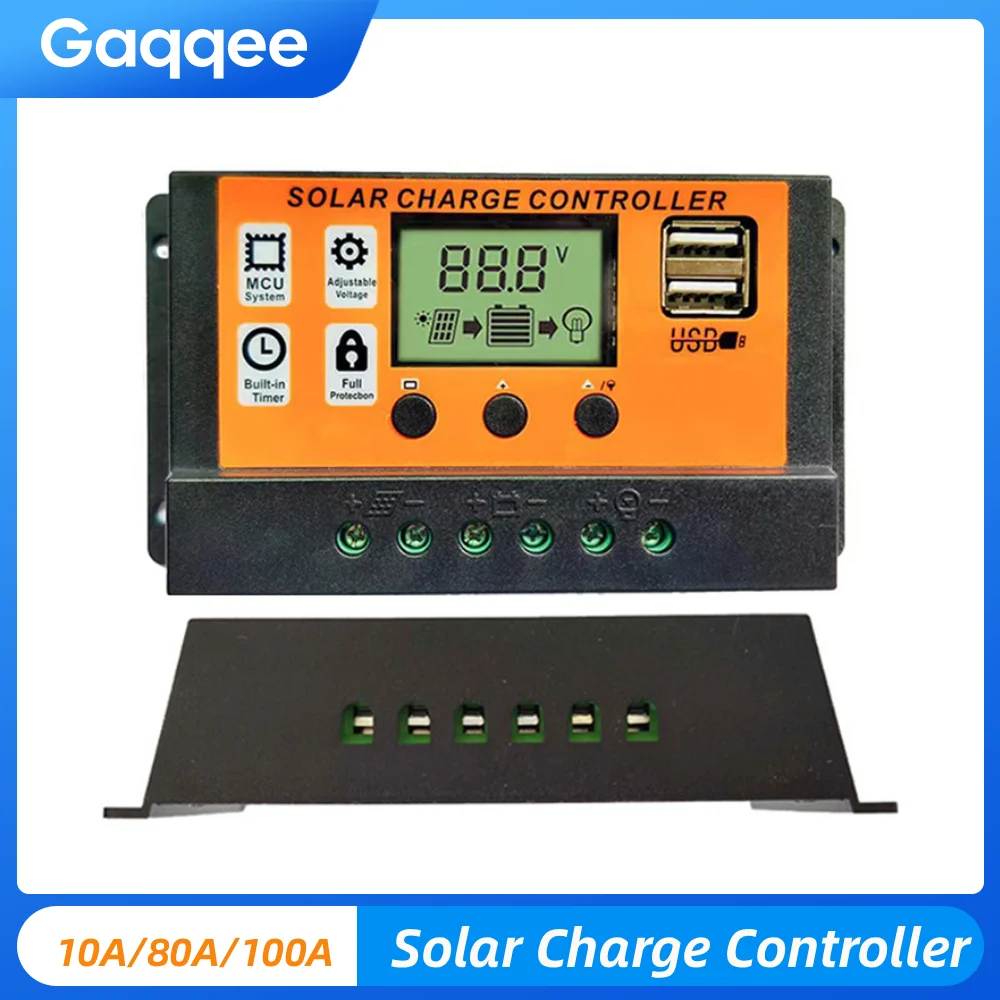

2026 New Solar Charge Controller 12V/24V Multiple Protection IP32 Solar Panel Controller Battery Regulator 10A/40A/60A/80A/100A