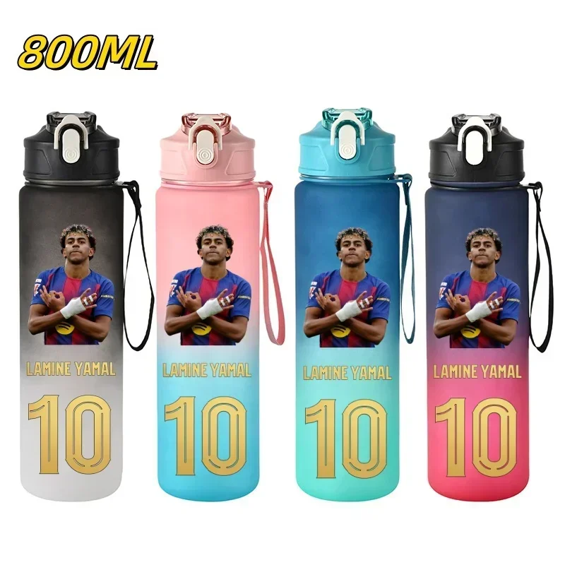 800ML Lamine Yamal Football Star Sports Water Bottle With Straw Eco-Friendly Plastic Cup Drinking Outdoor Portable Gym Jugs Gift view 6