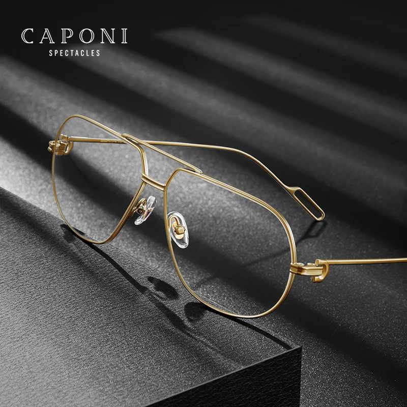 

CAPONI Pure Titanium Man's Glasses Frame Anti Blue Light Computer Eyeglasses Fashion Brand Designer Spectacles UV400 JF7521