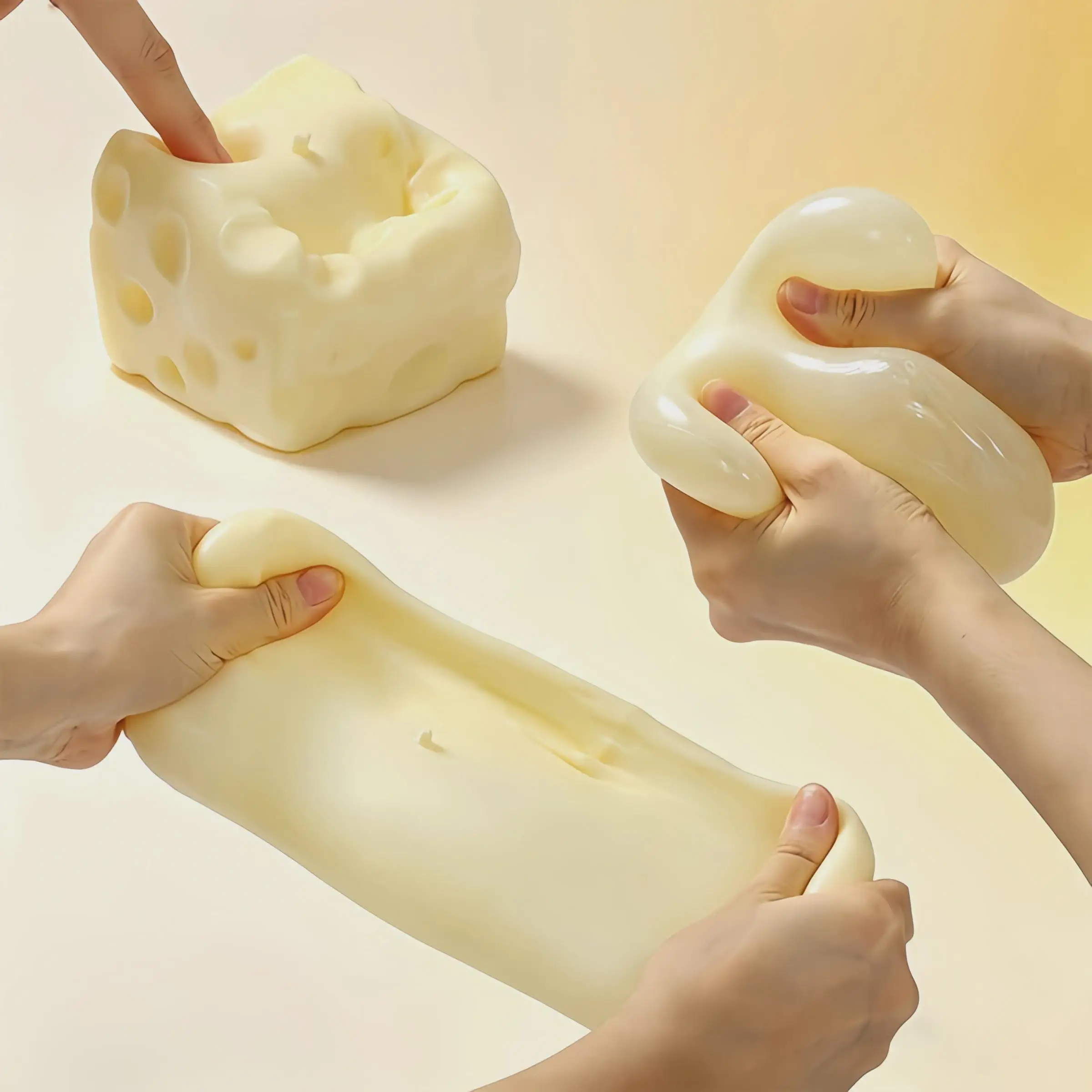 Cube de fromage géant façonnable ASMR, jouet sensoriel anti-stress en vaseline, balle anti-stress non rebondissante à presser, jouet souple et malléable pour soulager le stress, cadeau
