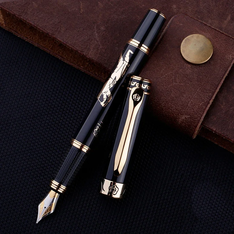 

Luxury Exquisite Fountain Pen 0.5mm Metal Gift Pens Iridium Nib Gold Trim Business Office Gift Stationery Free Shipping