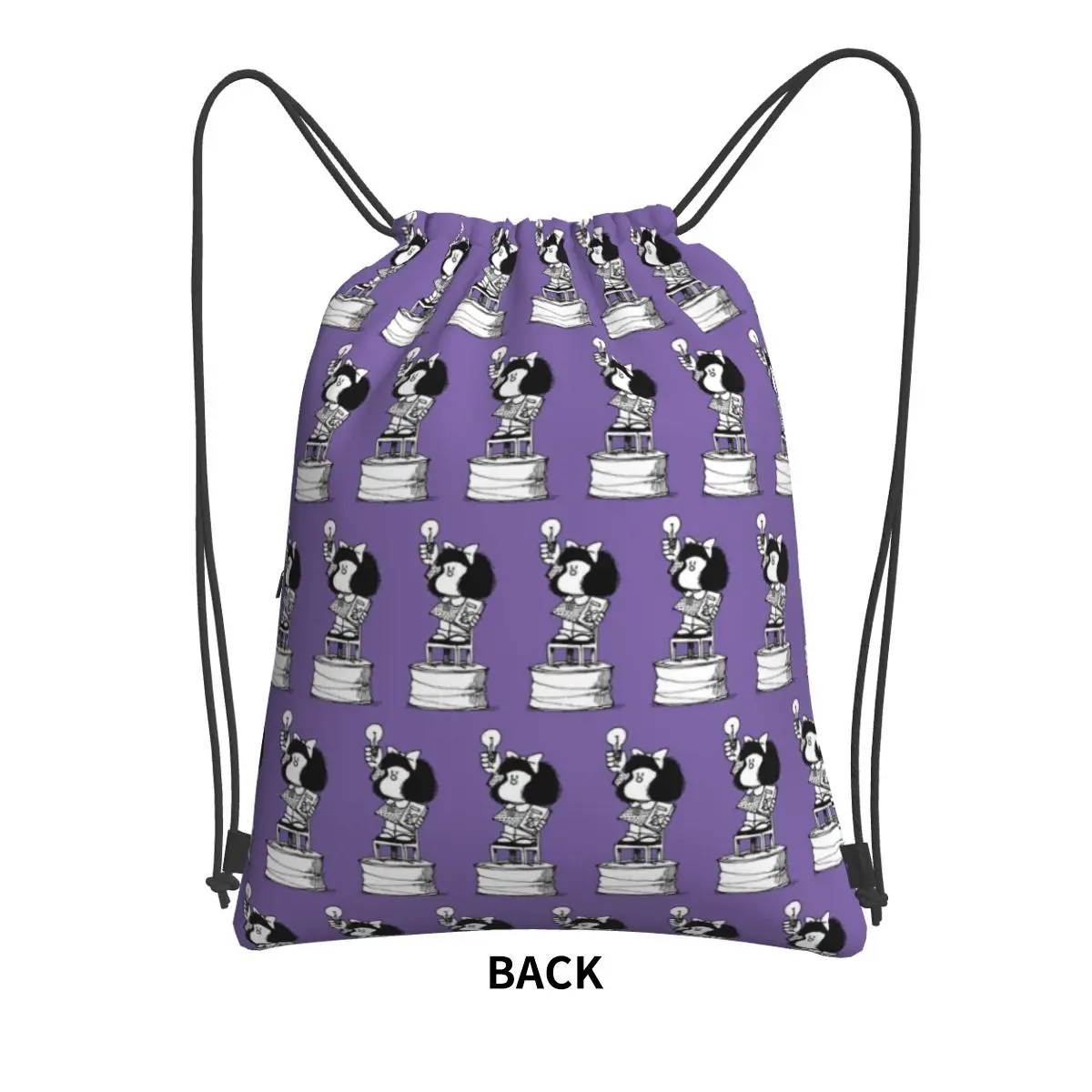 Happy Mafalda Manga Quino Comic Backpacks Casual Drawstring Bags Sports Bag Book Bags for Travel Students