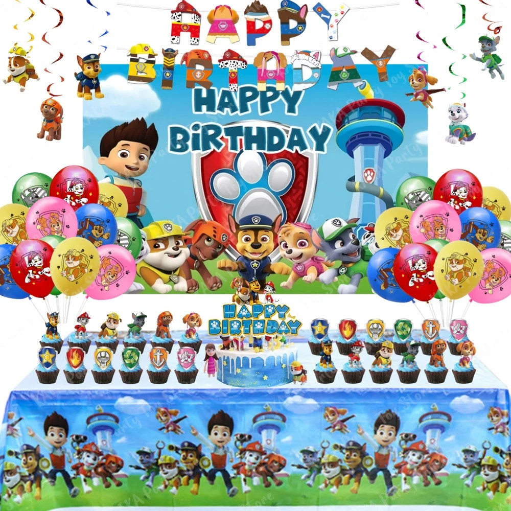 PAW Patrol Birthday Decorations Latex Aluminum Foil Balloons Paper Disposable Tableware Baby Shower Kids Boy Party Supplies Gift