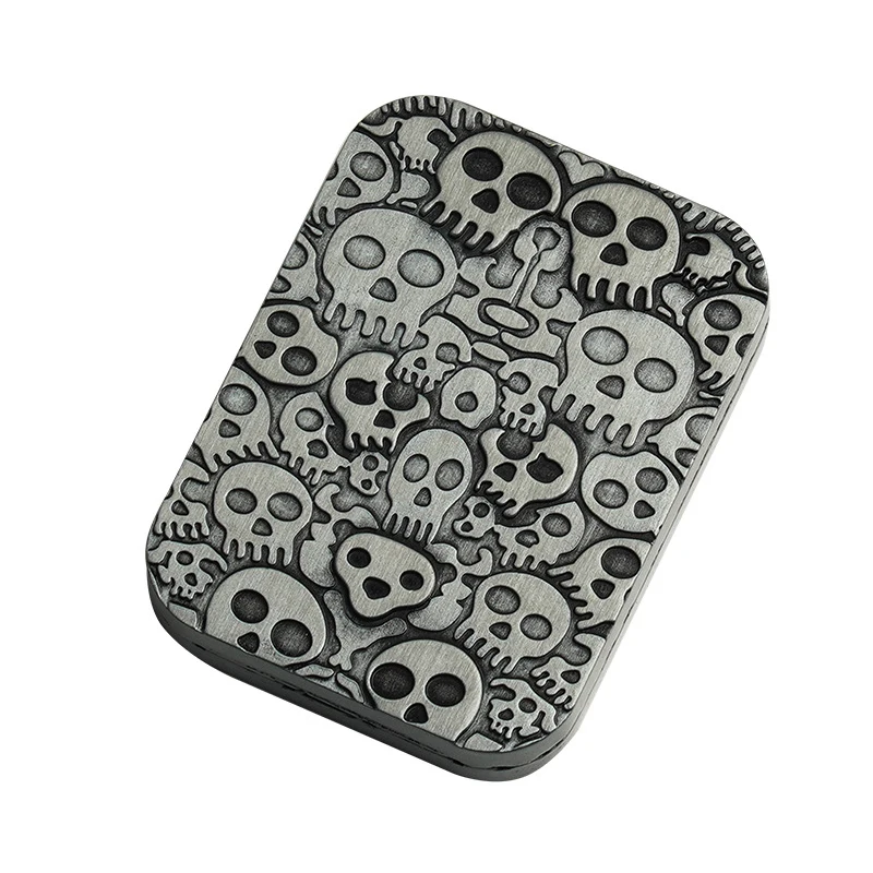 Magnetic Poker Push Card EDC Metal Fidget Slider Skull Pattern Cool Stuff For Man Sensory Toys Relieve Stress Tension Anxiety