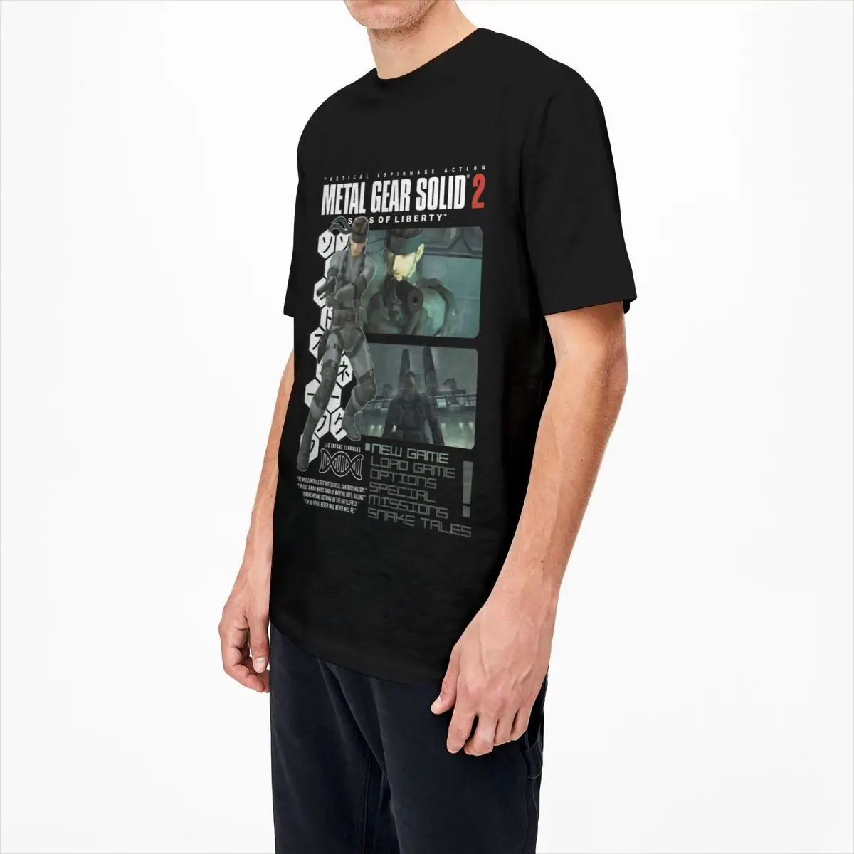 Solidny wąż Metal Gear solidne 2 T shirty męskie damskie 100% bawełna Vintage crewsneck MGS2 Tee Shirt odzież z krótkim rękawem pomysł na prezent