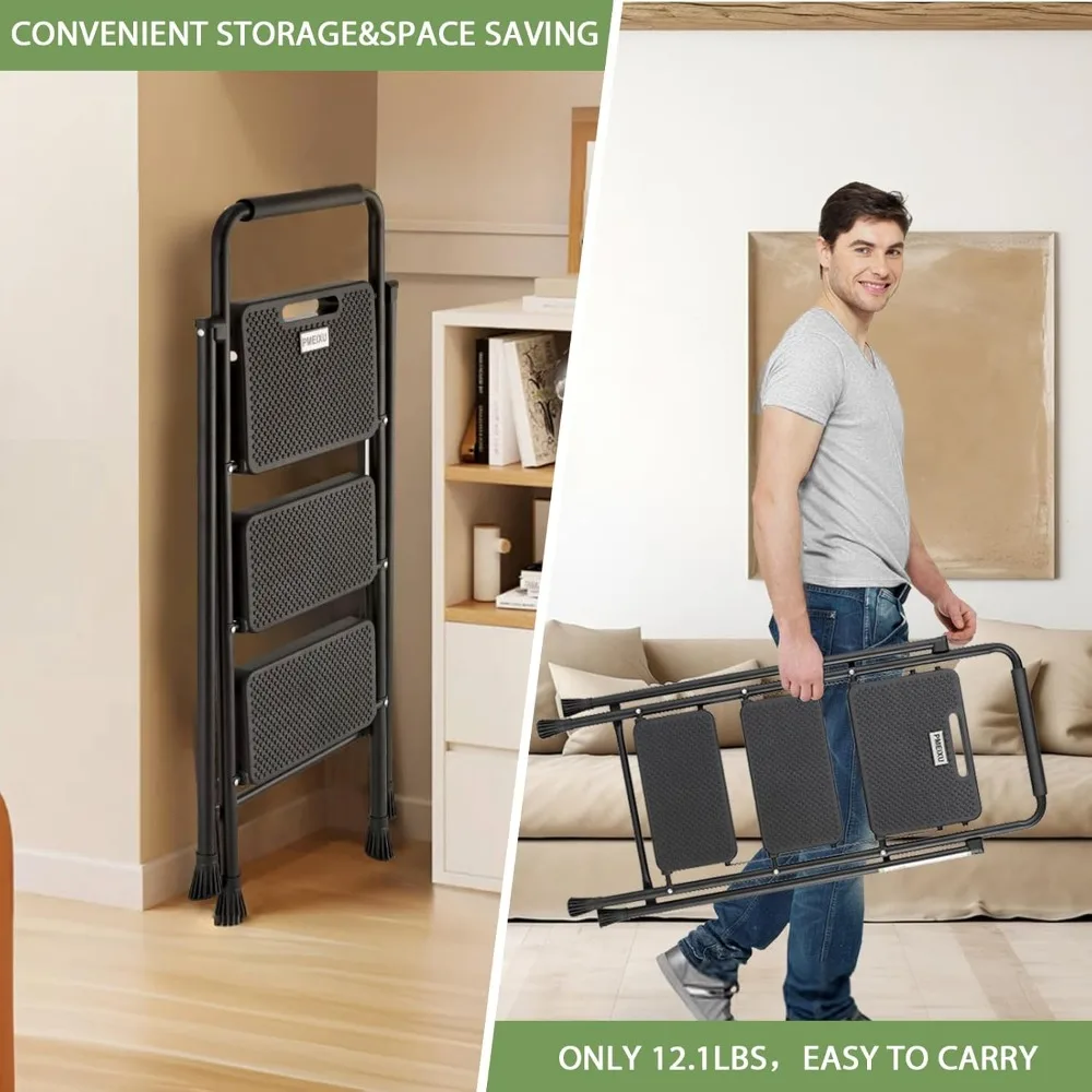 "escada dobrável durável de 500 lb para todas as idades: degraus largos e antiderrapantes"