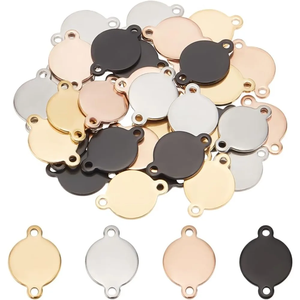 40 قطعة 4 ألوان الفولاذ المقاوم للصدأ ربط موصل 10 مللي متر شقة جولة مجوهرات موصل لسوار قلادة مجوهرات DIY صنع عدة