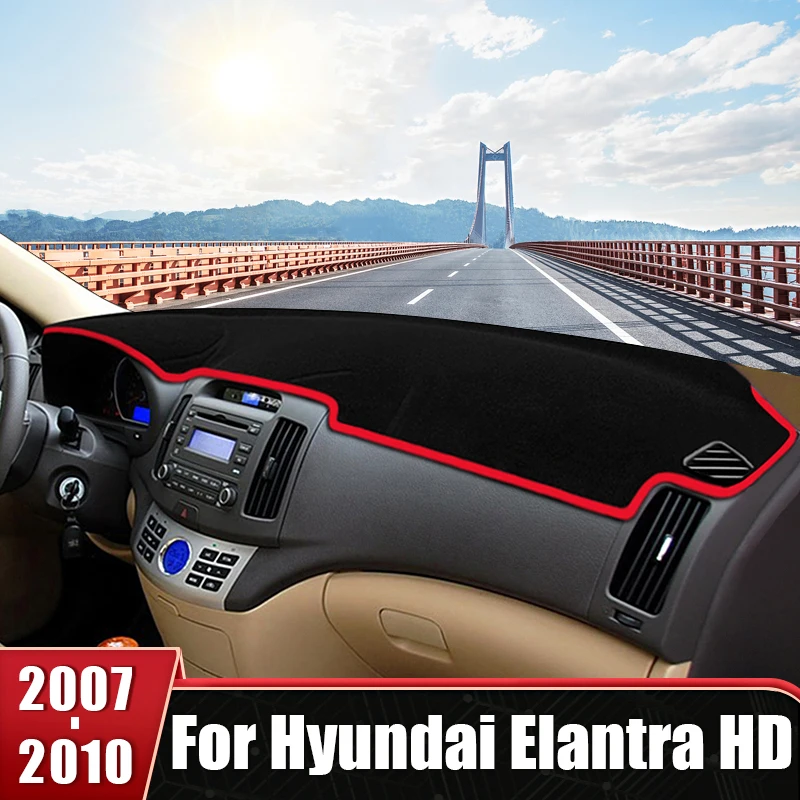 

Чехол для приборной панели автомобиля Hyundai Elantra HD 2007 2008 2009 2010, коврик для приборной панели, ковер, солнцезащитный козырек, нескользящие накладки, аксессуары