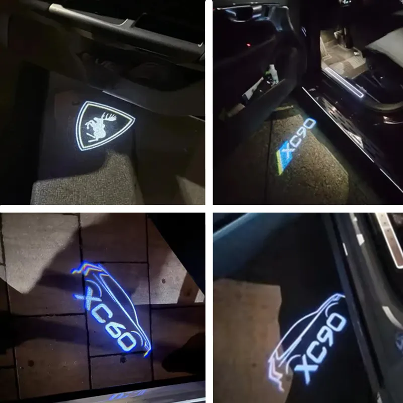 Led porta do carro hd luz projetor laser lâmpadas de boas-vindas para volvo xc90 v90 v60 xc60 v40 s80 s60 s90 c40 xc40 v70 xc70