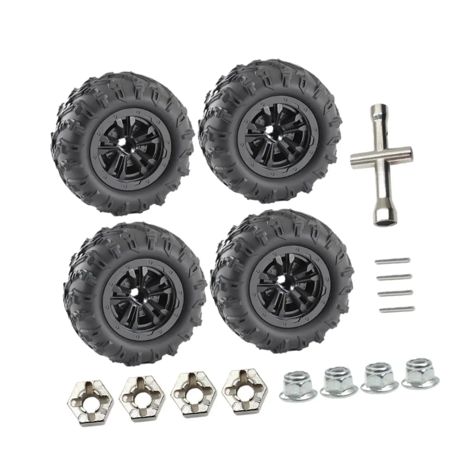 Wear Resistant Rubber RC Tires for 16101PRO 16102PRO Off Road Remote Control Car 4x4 Drift Wheel and Tire Kit with Metal Nuts
