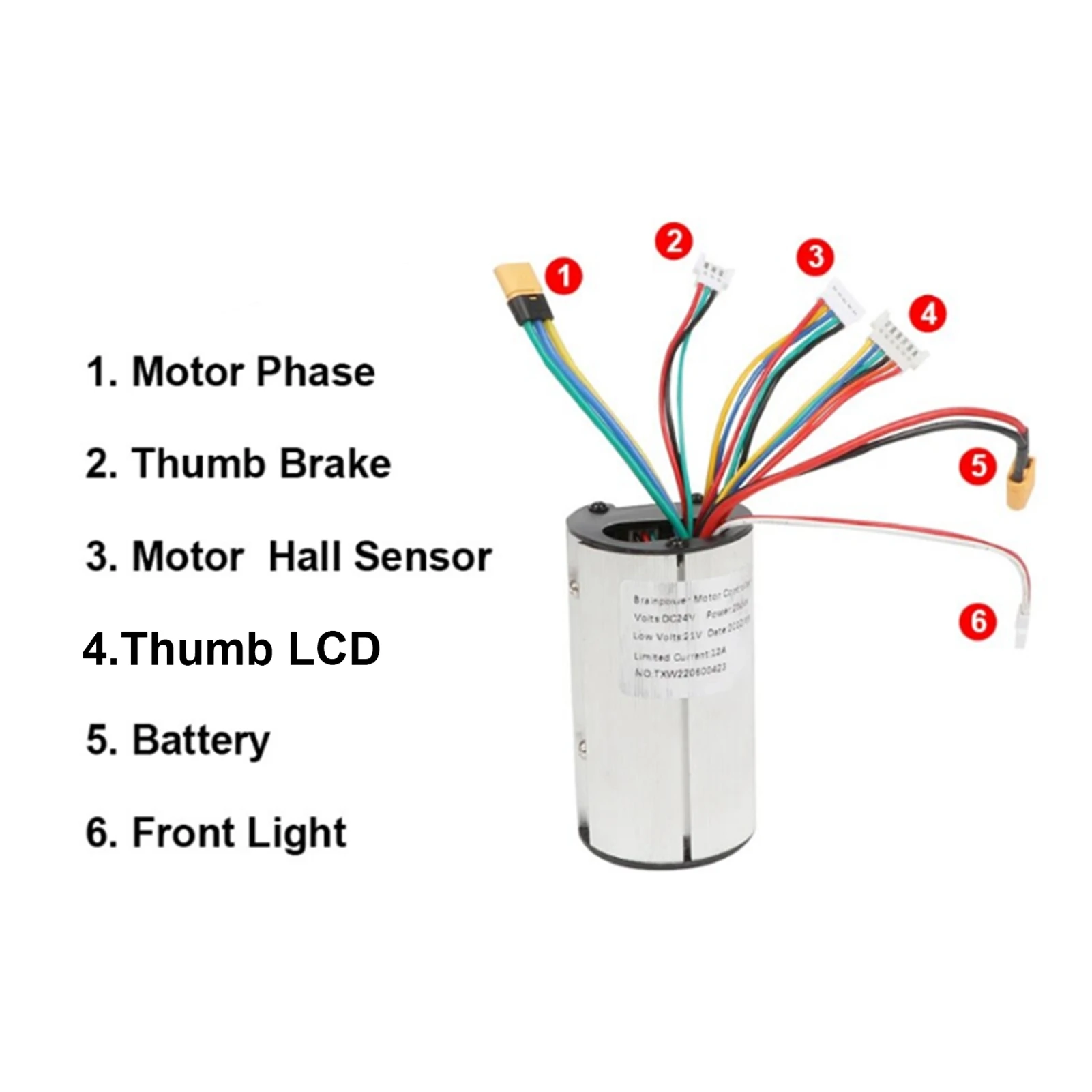 21V 12A 250W Electric Bike Controller with 5.5inch LCD Monitor and Throttle Brake Electric Scooter Instrument Brake Controller