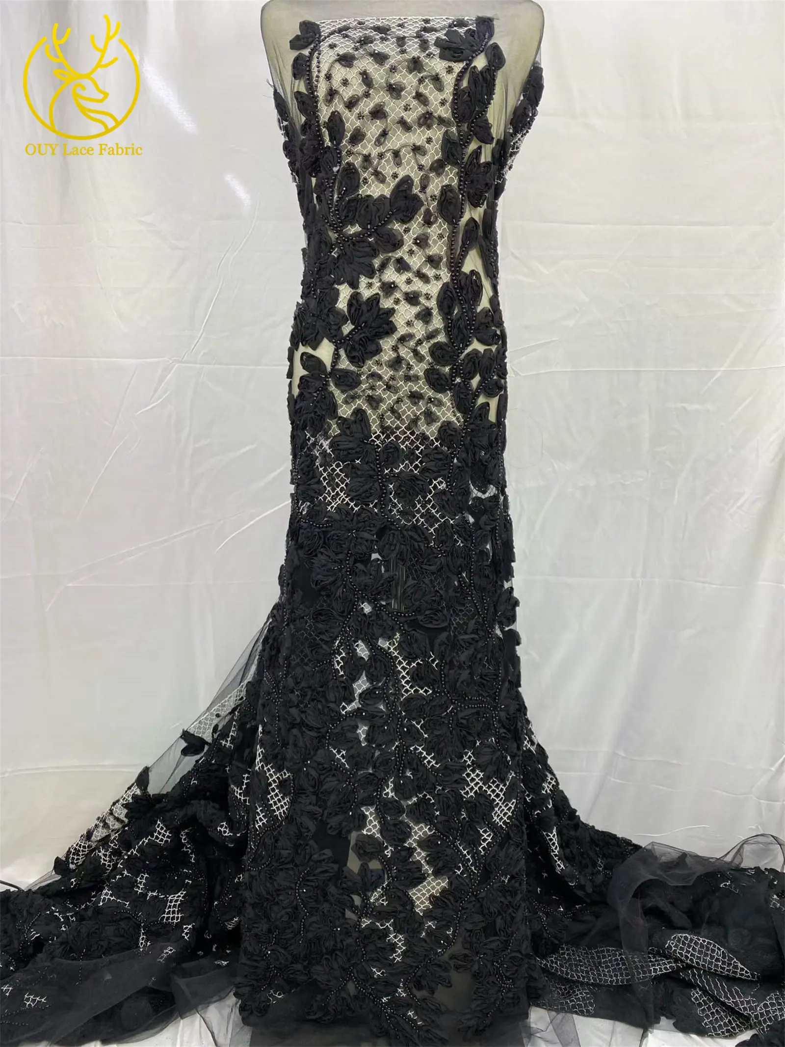 2026 Modische französische Mesh-Spitze mit Perlen und Pailletten, 3D Hochwertige nigerianische Spitze für Brautkleider und Hochzeitskleider, 5Y – Detail 14