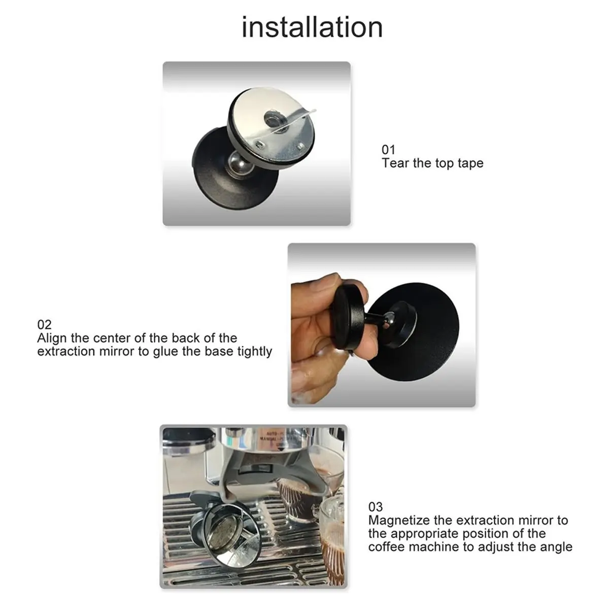 2026 New Espresso Shot Mirror with Magnetic Base for Bottomless Portafilters, 360° Adjustable Reflective for Coffee Observation