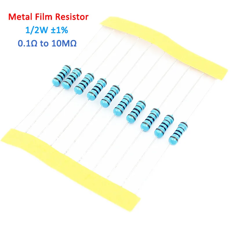 50pcs 1/2W 1% Metal film Resistors-Full Range of Values 0.1R to 10M