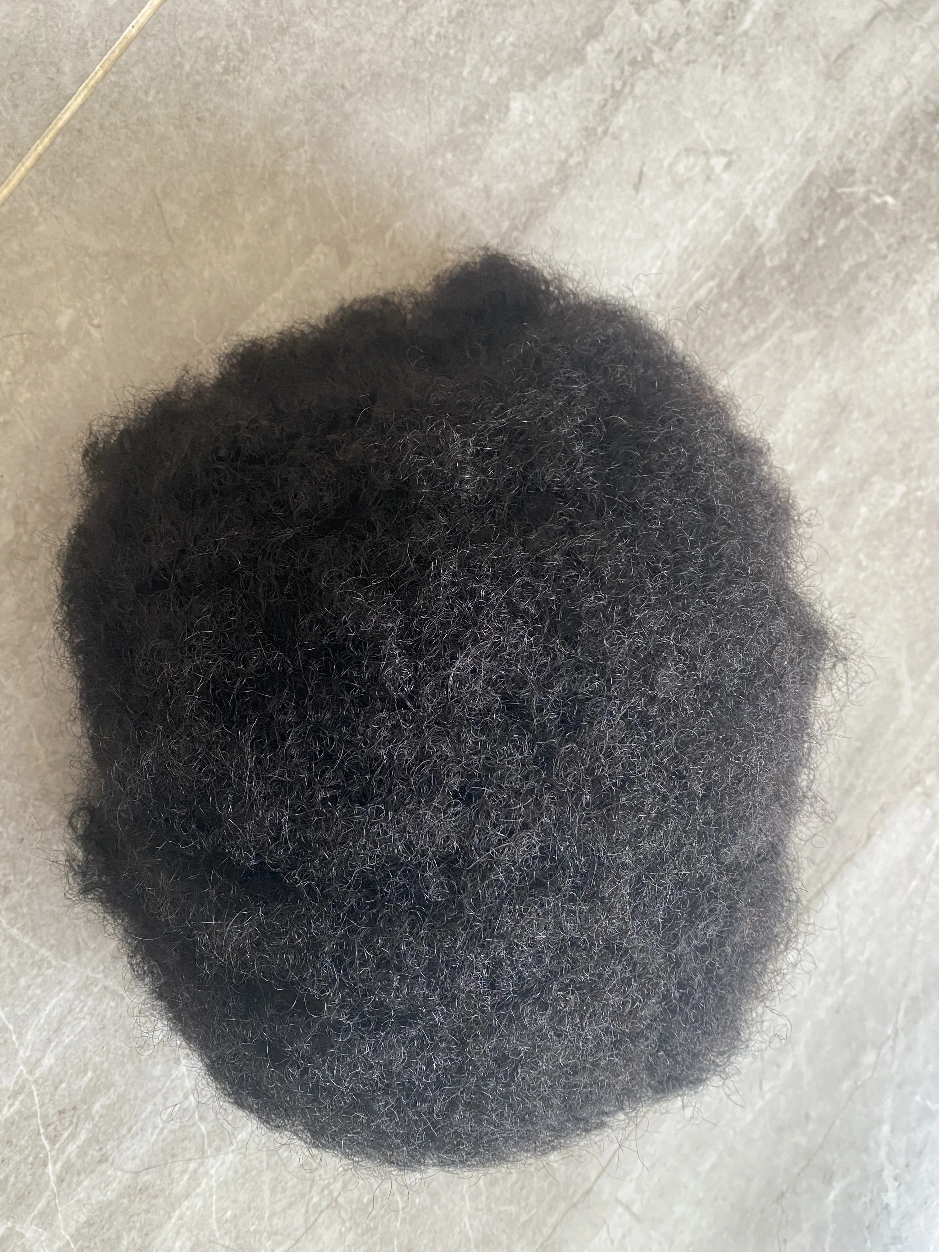 Rambut palsu keriting Afro 6mm 8mm 10mm untuk pria hitam pengganti rambut dasar kulit tahan lama kulit tipis injeksi sistem rambut Remy Pu India