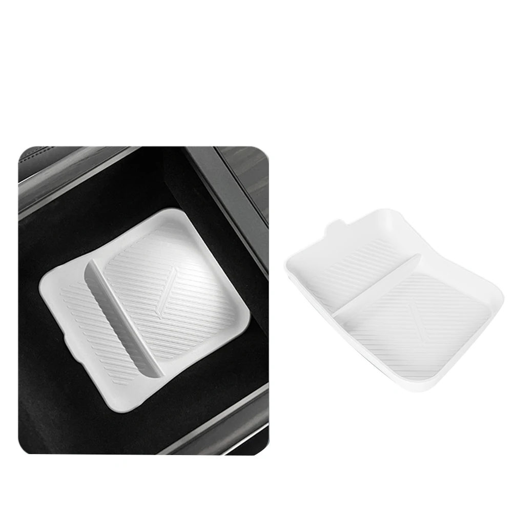 Armrest Box Silicone Lower Tray Seats Storage Tank Pad Center Console Armrest for Tesla New Model S X 2023 White