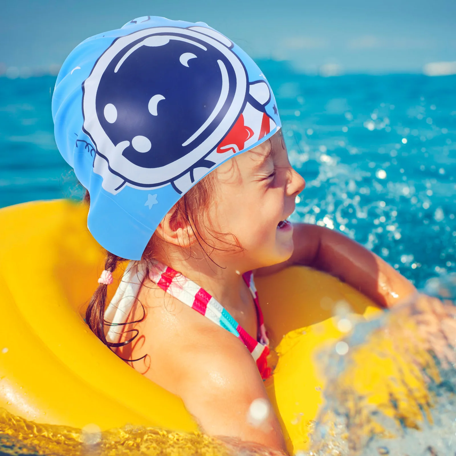 

Children's Silicone Swimming Cap Cartoon Hat for Kids Soft Comfortable Waterproof Elastic Keeps Hair Dry Vibrant Color Design