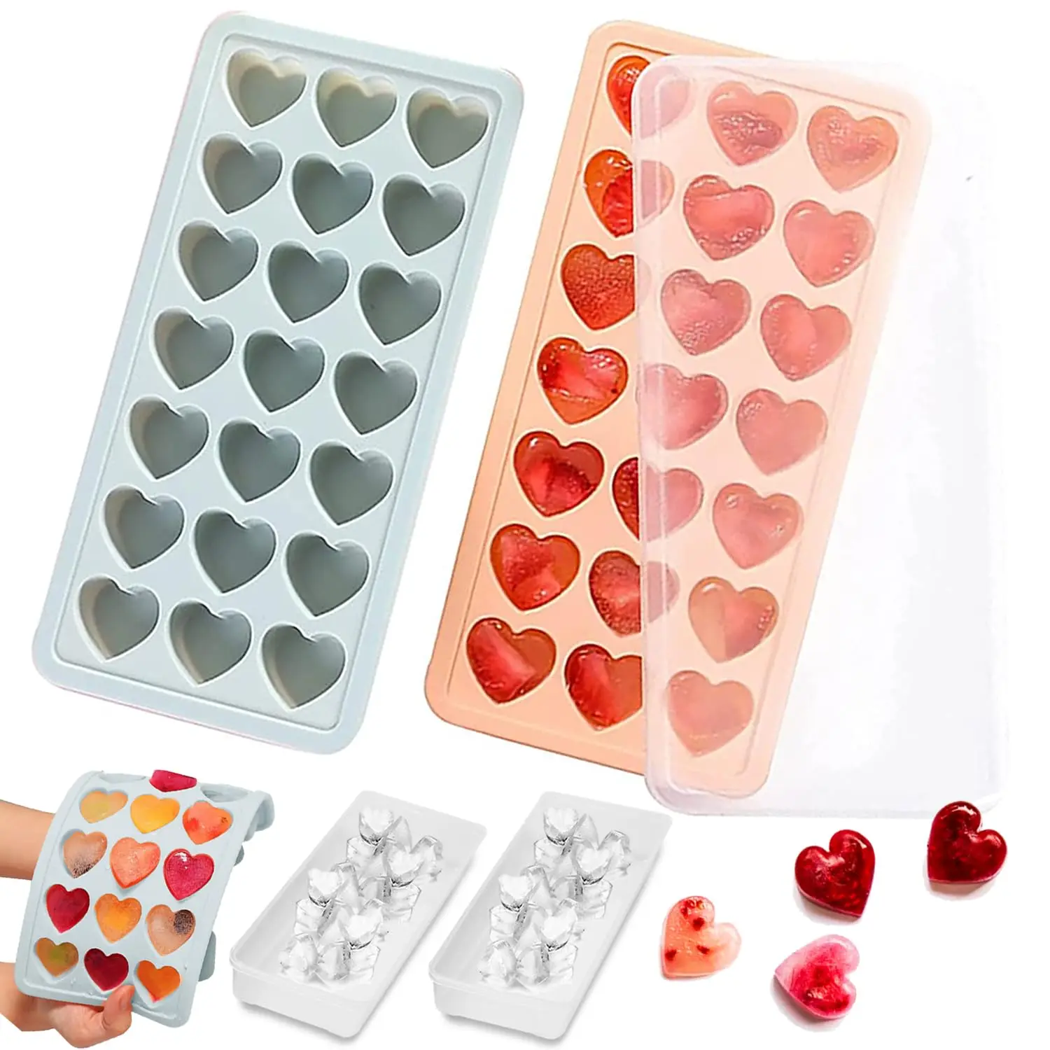 Heart Shape Ice Mold Silicone Reusable Large Ice Ball Maker Cocktail Ice Cube Tray Mold Summer DIY Bar Wine Ice Cube Maker