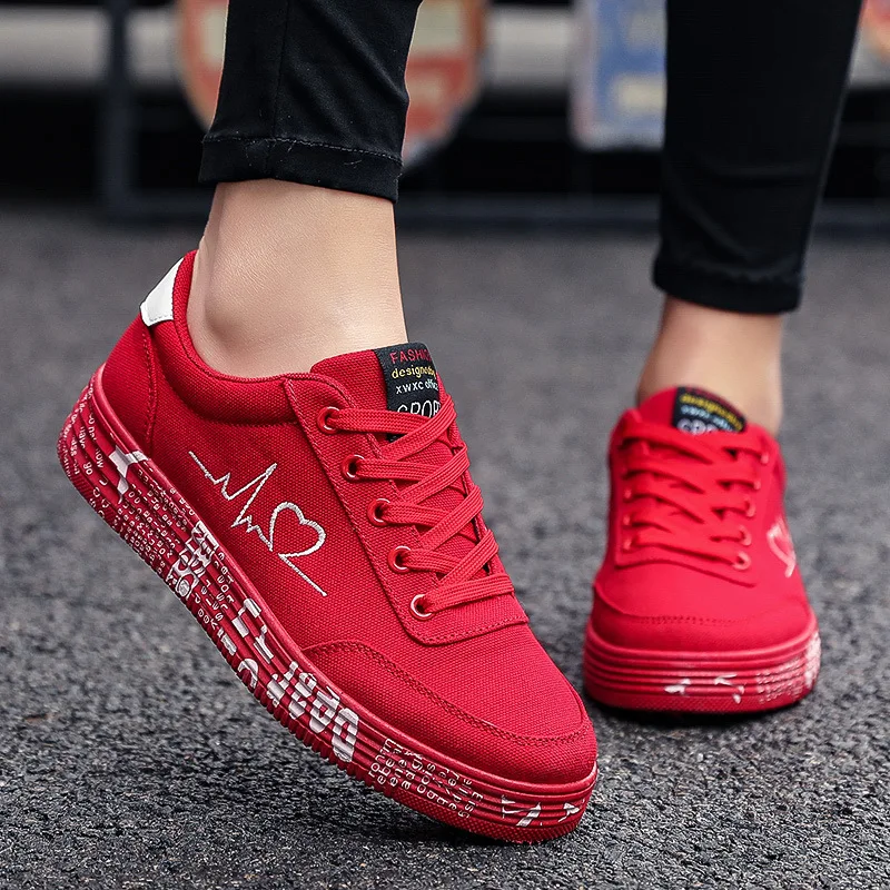 Fashion Women Vulcanized Shoes Sneakers Ladies Lace-up Casual Shoes Breathable Canvas Lover Shoes Graffiti Flat Zapatos Hombedth