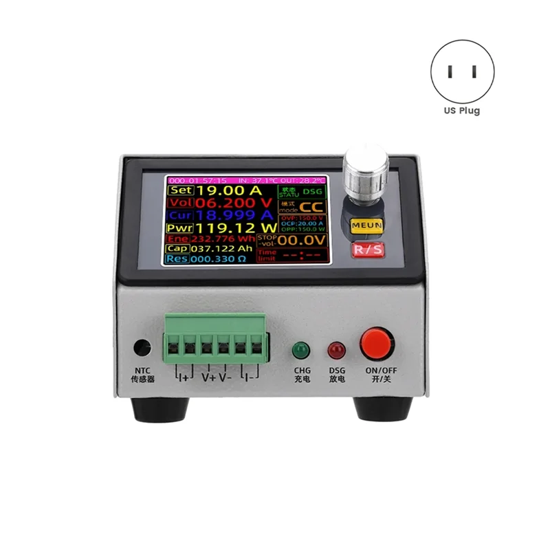 Probador de carga electrónico con pantalla a Color de alta definición CC de 2,4 pulgadas Anti-Over Power, DC0-150V, pantalla de 20A 150W Control numérico CC