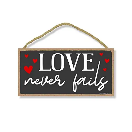 

Honey Dew Gifts Love Decor, Love Never Fails Hanging Wall Art, Decorative Wood Sign, Valentine's Day Decorations