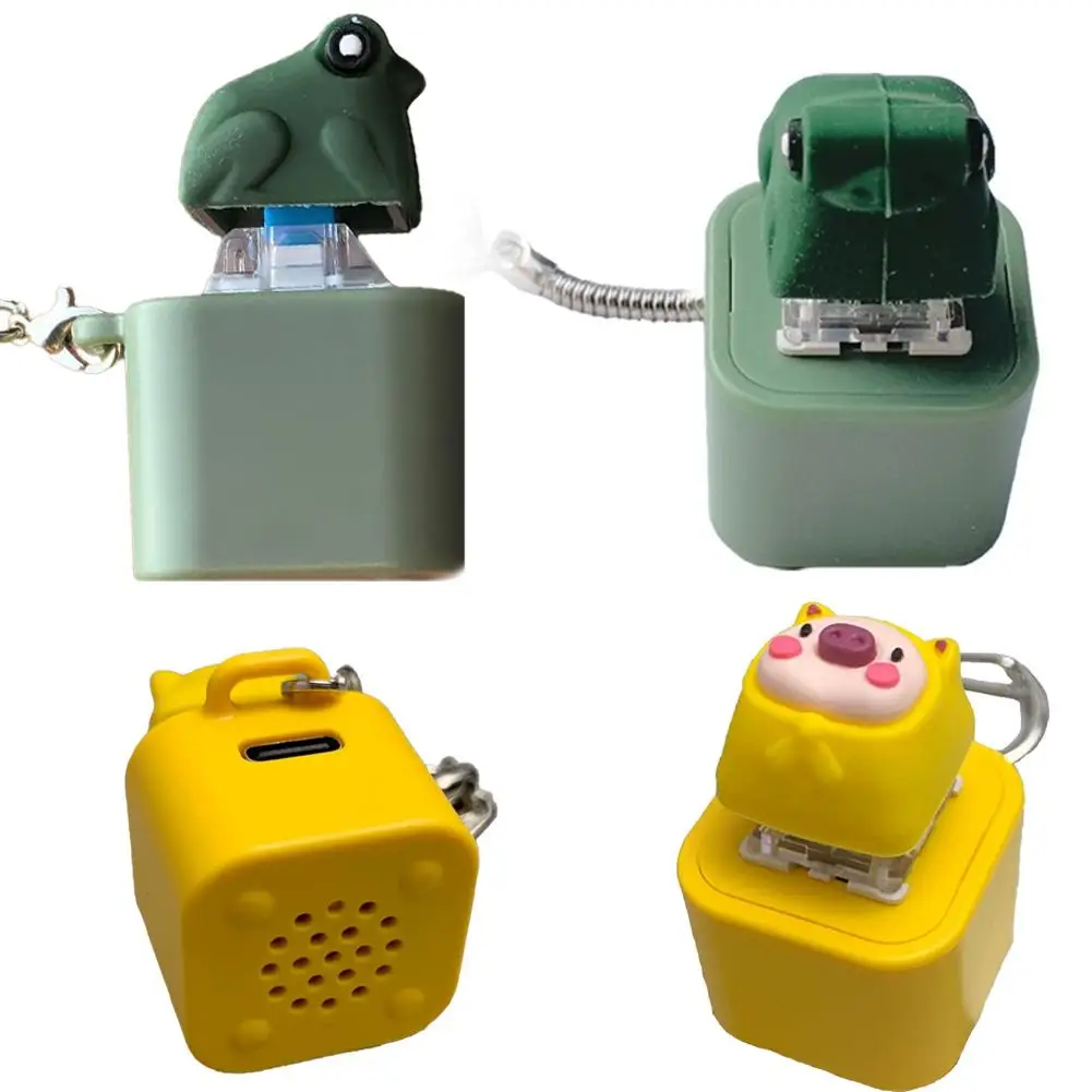Funny Croaking Frog Keychain Rechargeable Frog Keyboard Fidget Clicker Frog/Pig Sound Keychain with LED Light for Stress Relief