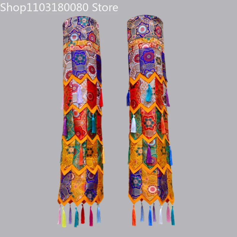

1pair 110cm Fve colours DHVAJA Tibetan style Patch tube Hang banner Auspicious Prayer flag Hotel Temple Decor