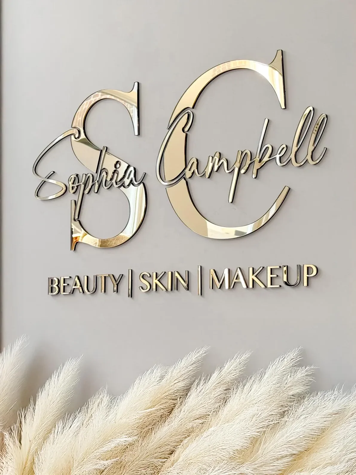 Op maat gemaakte lasergesneden logo-bord 3D spiegelwandletters groot bedrijfsbord acryl lobbybord gepersonaliseerd wandbord voor salon studio - afbeelding 2