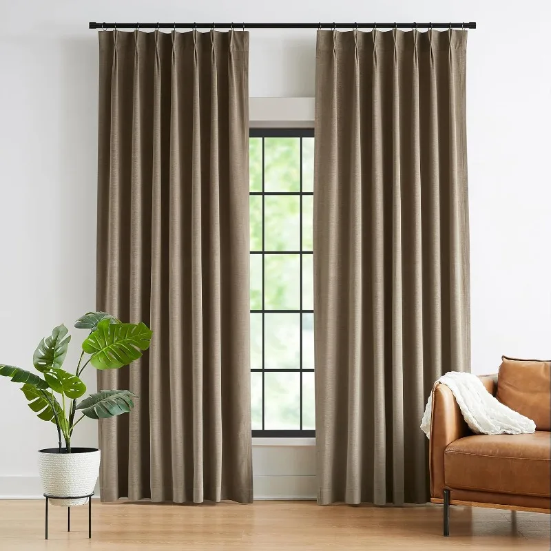 Back Tab Velvet Pinch Pleated Curtains 84 Inch Long,Room Darkening Thermal Insulated Noise Reducing Window Treatments