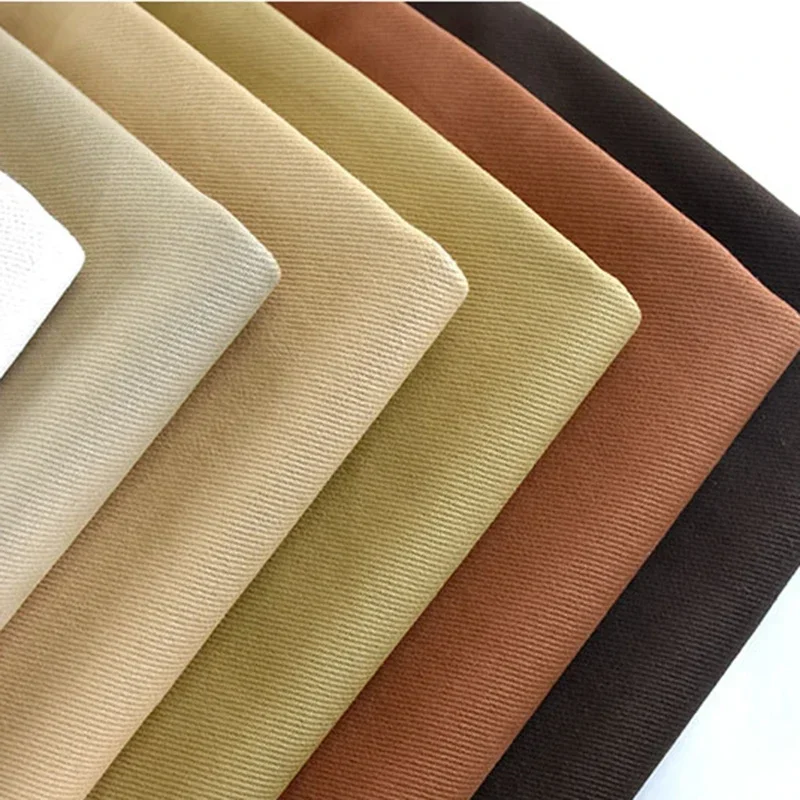 Cotton Thick Twill Singledrill Khaki Cloth Fabric Carbon Brushed Washed Fabrics For Coat Pants Jackets 530G/M Tissu 50X150cm