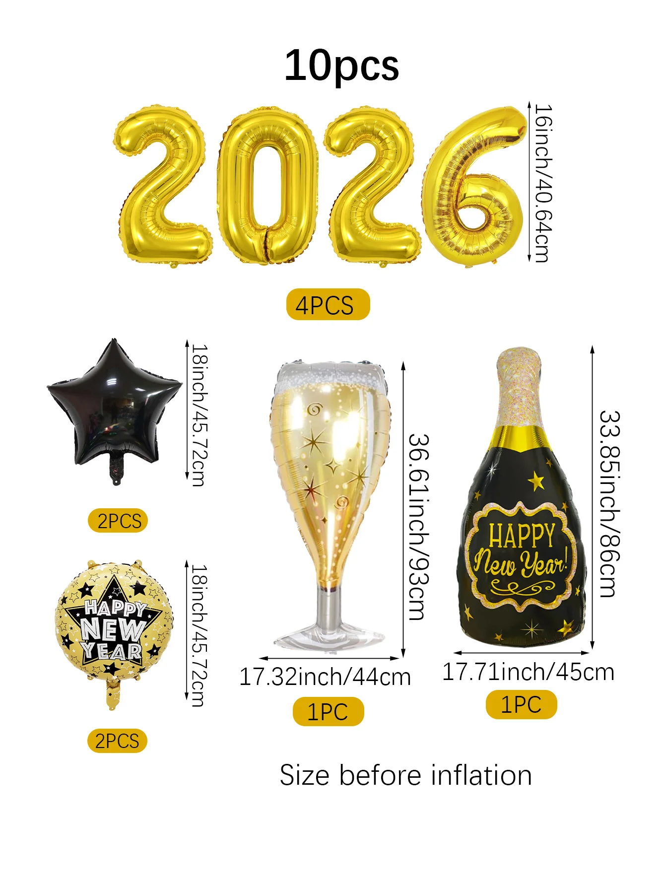 10 قطع/مجموعة بالونات رأس السنة، مناسبة لحفلة رأس السنة الجديدة 2026، لوازم تزيين حفلات رأس السنة الجديدة، موضوع السنة الجديدة