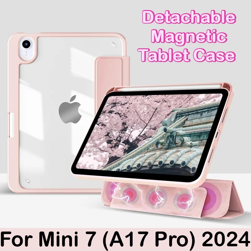 

Detachable Magnetic Tablet Case For iPad Mini 7 A17 Pro 2024 7th Generation Case for iPad Mini 6 th Gen 8.3inch Trifold Funda