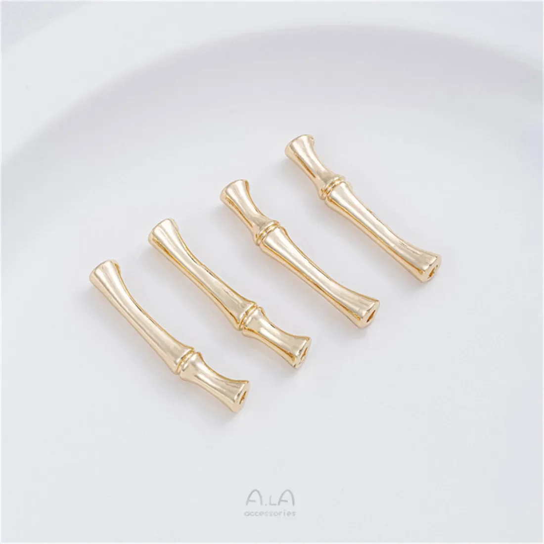 14K الذهب حقيبة طويلة الخيزران المشتركة الأنابيب المنحنية منفصلة حبة الملحقات، اليدوية DIY سلسلة اللؤلؤ والمجوهرات، سوار وقلادة