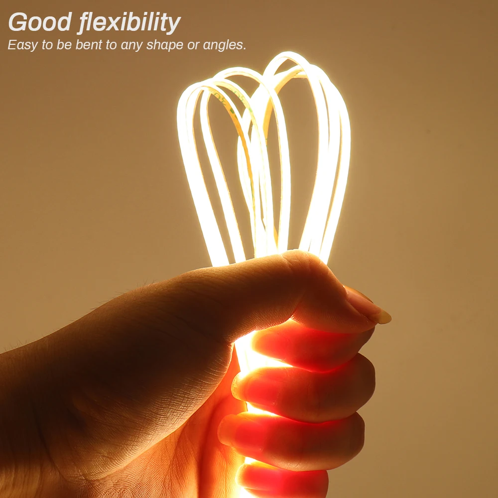 Imagem -03 - Dimmable Cob Led Strip Lights para Decoração de Casa Fita Azul Gelo Amarelo Vermelho Verde Rosa Branco Ra90 12v 24v mm mm