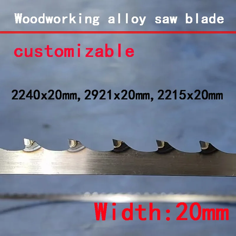 Customizable 20mm Width TCT Carbide Wood Band Saw Blades, Size 2240 2921 2150 2490mm for Hardwood and Cork Cutting