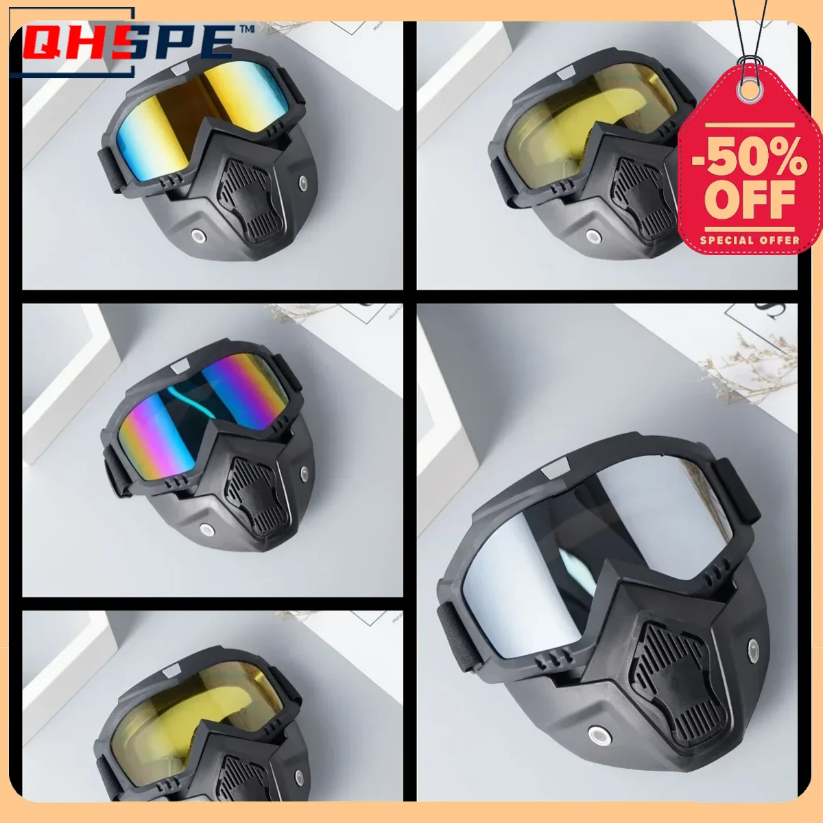 

Dustproof Motocross Glasses Adjustable Motorcycle Goggles Breathable Full Face Protective Motorbike Dirt Bike Off-road Mask