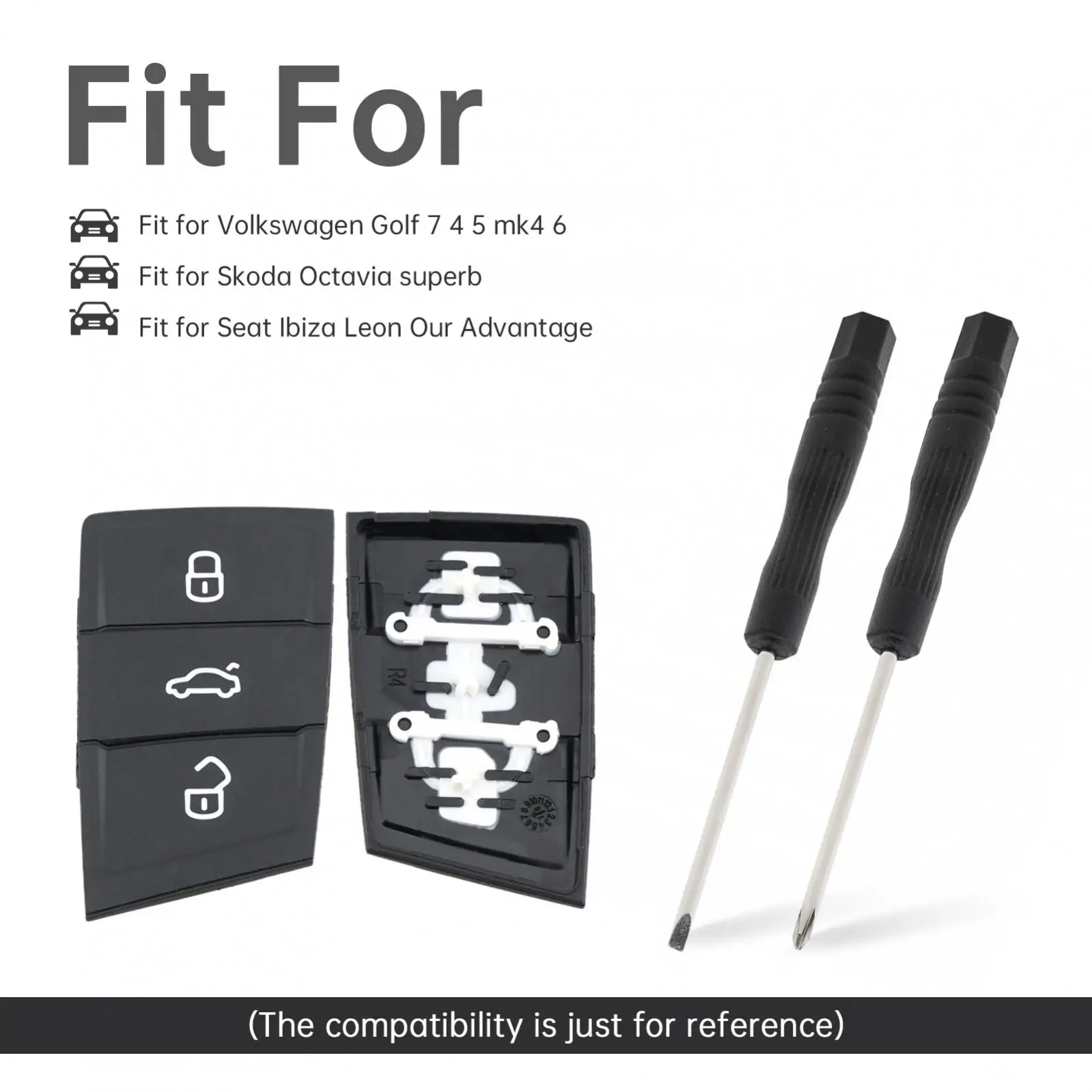 3-przyciskowa gumowa obudowa kluczyka samochodowego typu flip, pasująca do Volkswagen Golf Skoda Octavia Seat Leon Ibiza, zamiennik obudowy kluczyka.