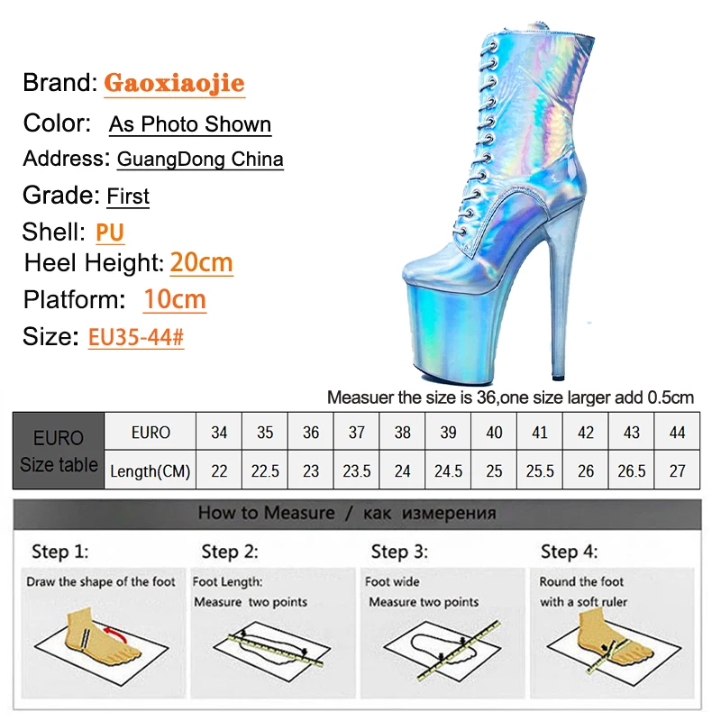 Shoes For Women Spring/Autumn 20CM/8 Inch Ankle Boots Laser Illusory Color Pole Dancing Shoes Moden High Heels bota feminina