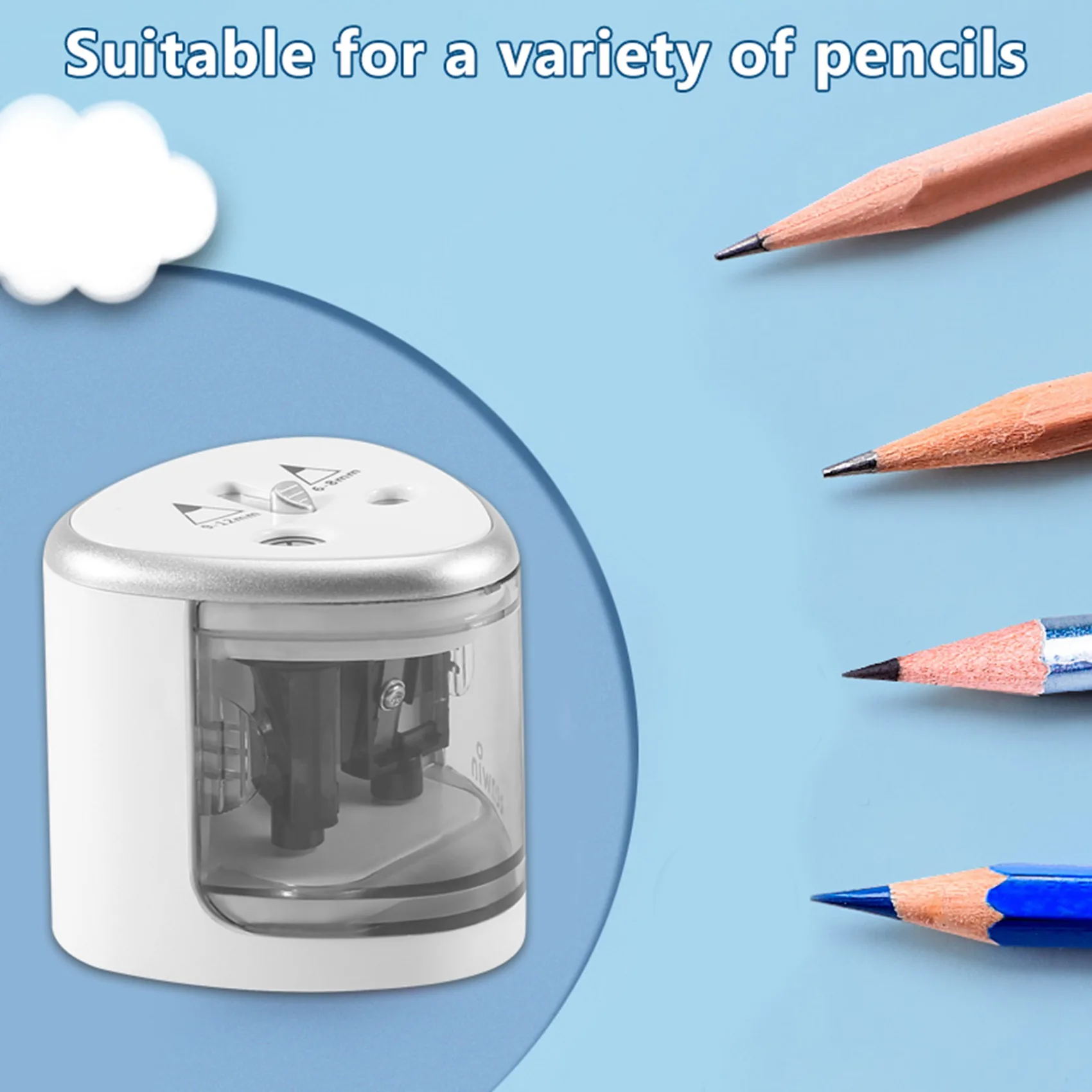 A34M-Tihoo Pencil Sharpener Electric Automatic Metal USB Stationery School Office Home Outdoor Art Supplies Black Blade Cut