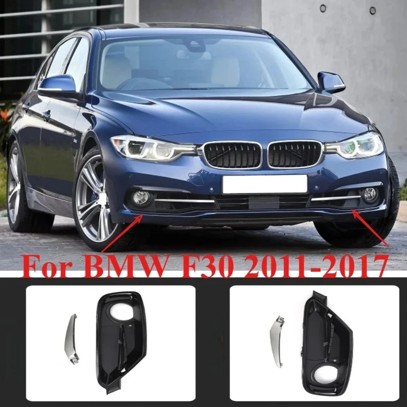 

For BMW 3 Series F30 2011-2017 Front Bumper Fog Light Grille Cover Lower Mesh Trim Without Chrome Molding Foglamp Frame Upgrade