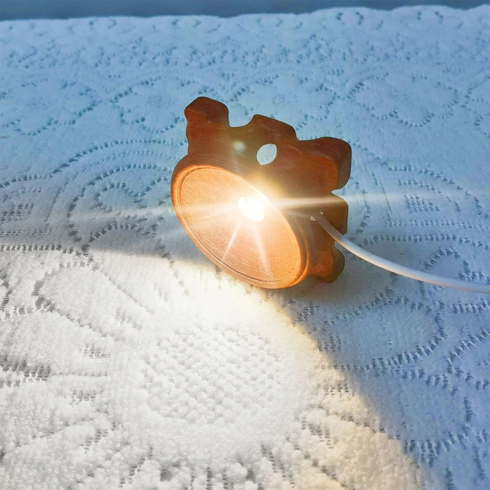 

Wooden Desktop LED Light Base USB Powered Crystal Sphere Holder Lights Display Stand LED Light Base Wooden Lights Holder