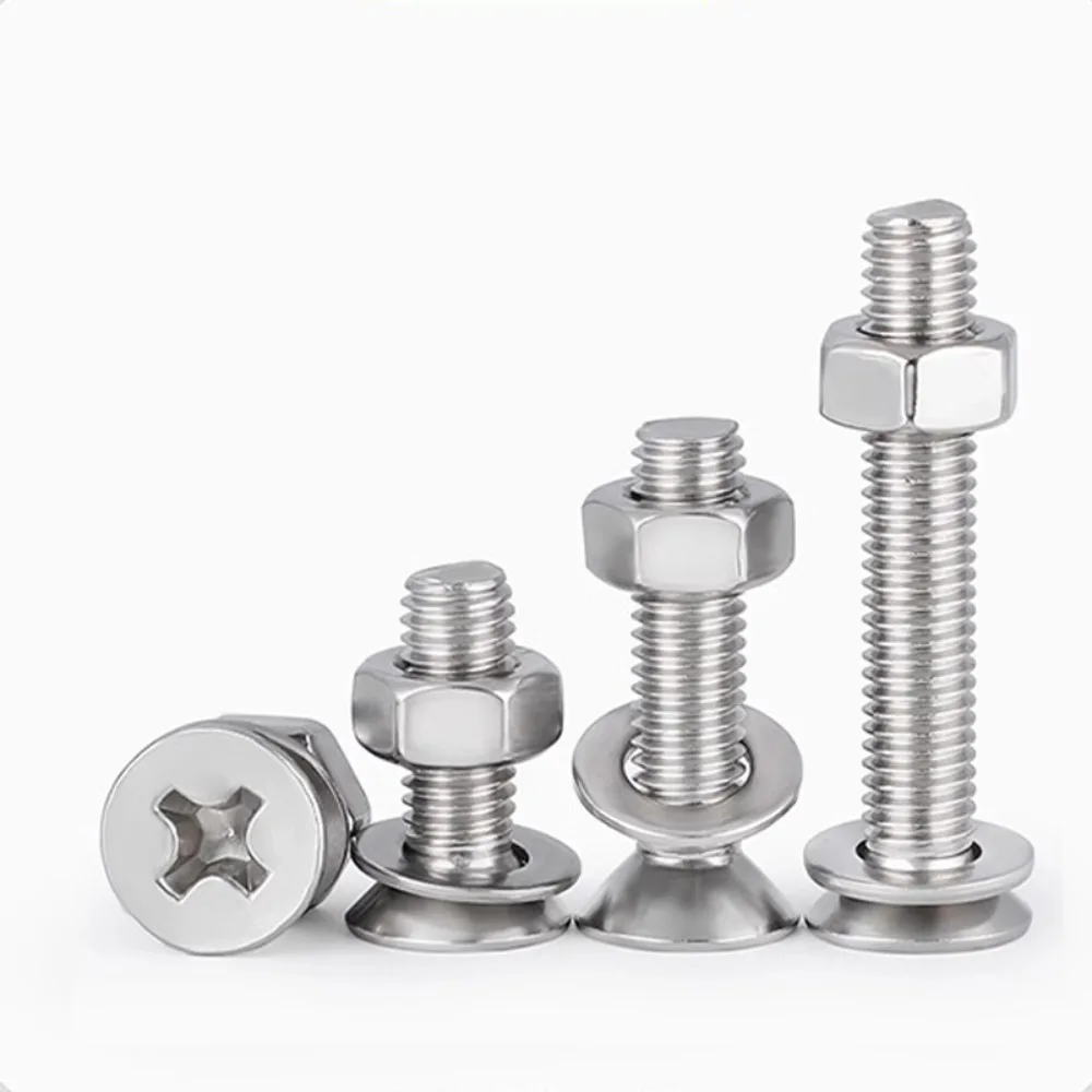 650-Piece Stainless Steel Phillips Head Countersunk Head Bolt and Nut Kit, M3, M4, M5, M6, Including Screws, Nuts, and Washers.