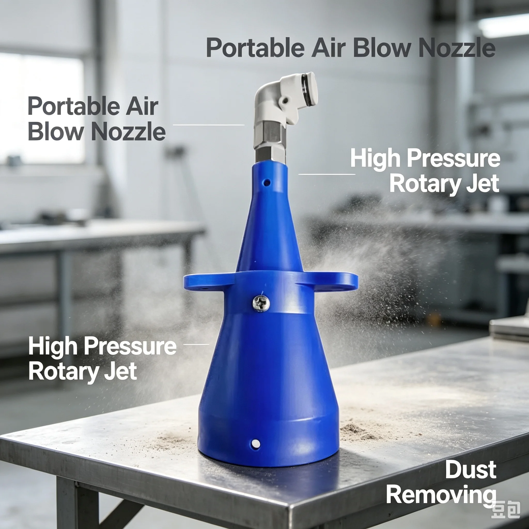 Premium Portable Air Blow Nozzle, High Pressure ABS Plastic Rotary Jet Spray Nozzle for Dust Removing