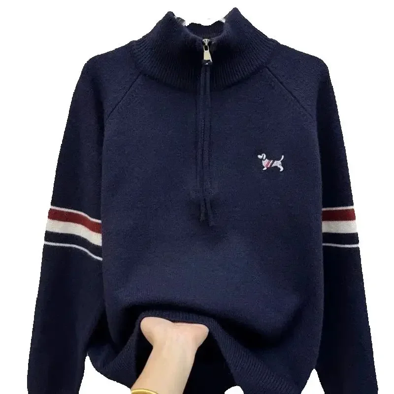 

2024 Korean Authentic Golf Sweater Half High Collar Embroidered Knitted Top for Women's Golf Wear in Autumn and Winter