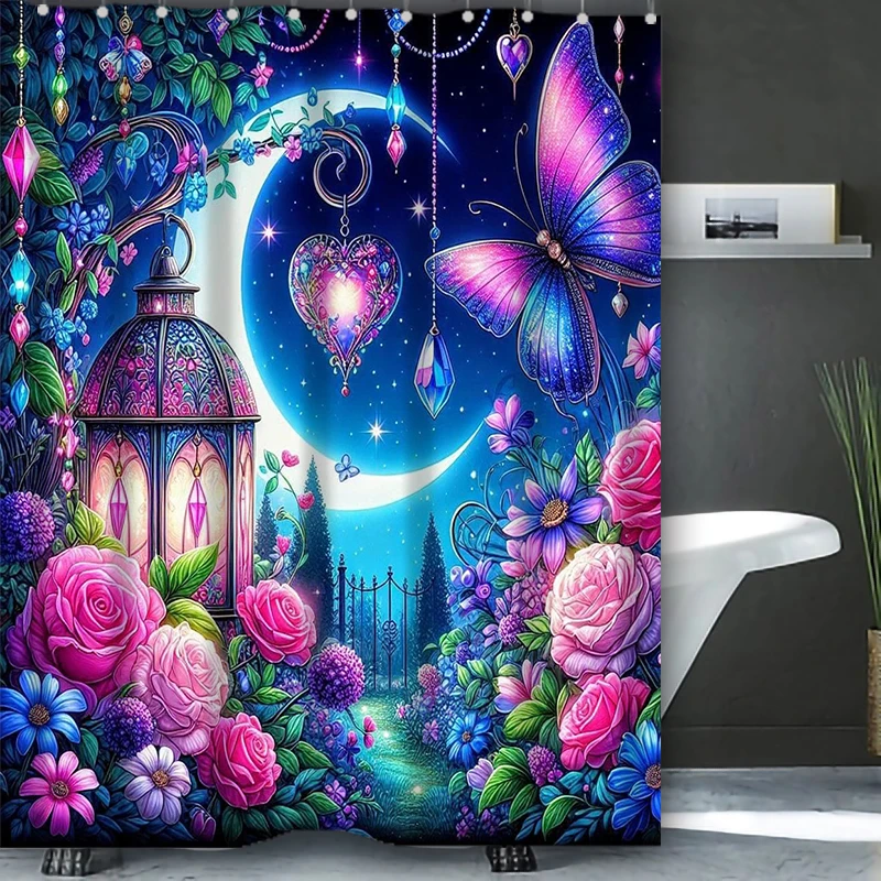 Psychedelic Shower Curtain Horrible Witch Bath Sets Waterproof Non-Slip Bathroom Rug Toilet U  With 12 Hooks Home Deco